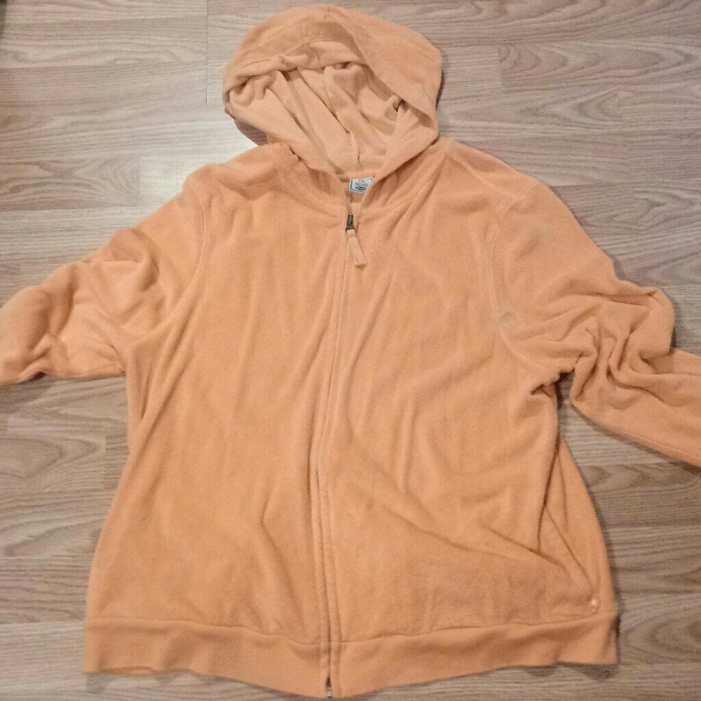 Zip up terry cloth orange jacket xxl